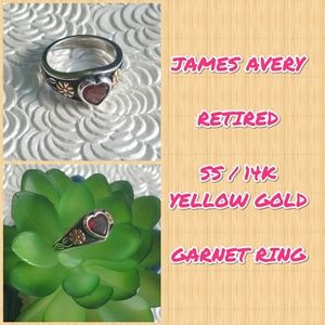 James Avery RETIRED S. Silver & 14K Gld Heart Ring